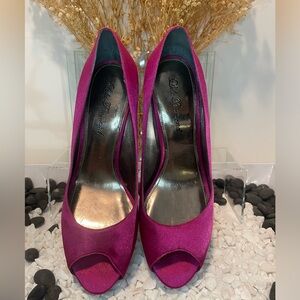 Lulu Townsend Magenta/ Grey Platform Heel